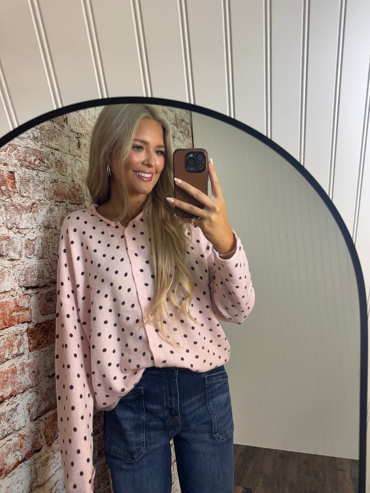 Polka Dot Raw Edge Cardigan