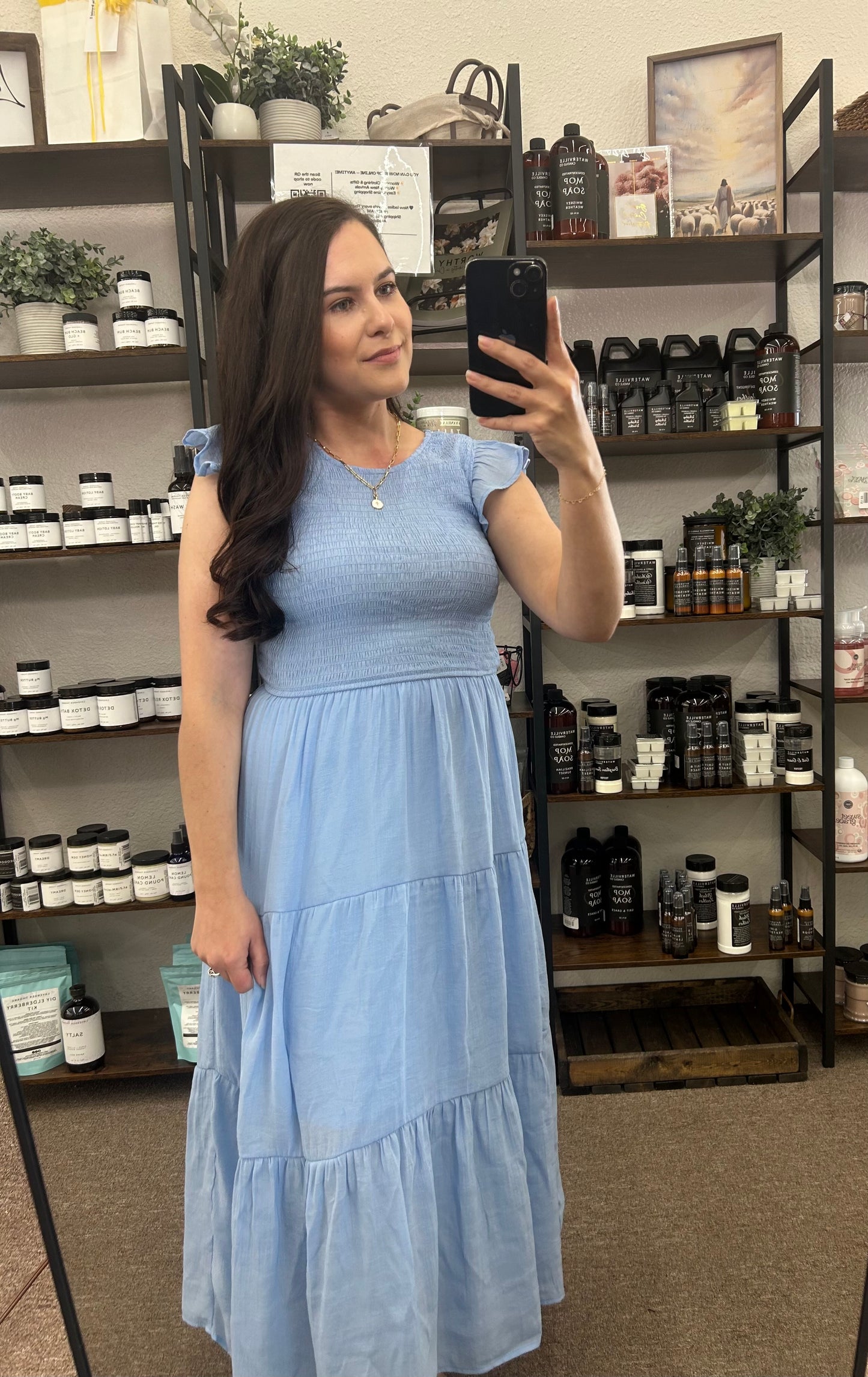 Tiered Smocked Short Sleeve Midi Dress