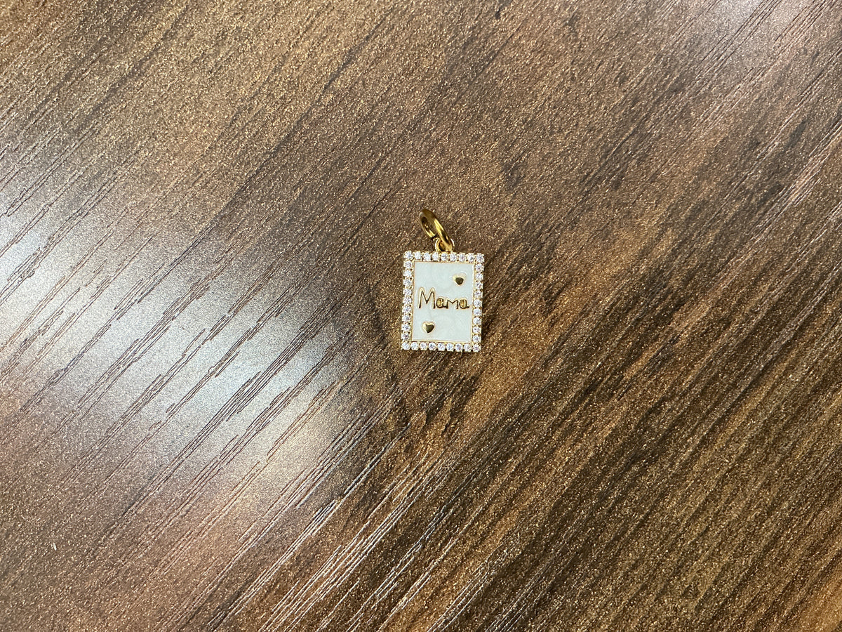 Gold Embellished Rectangular Mama Charm