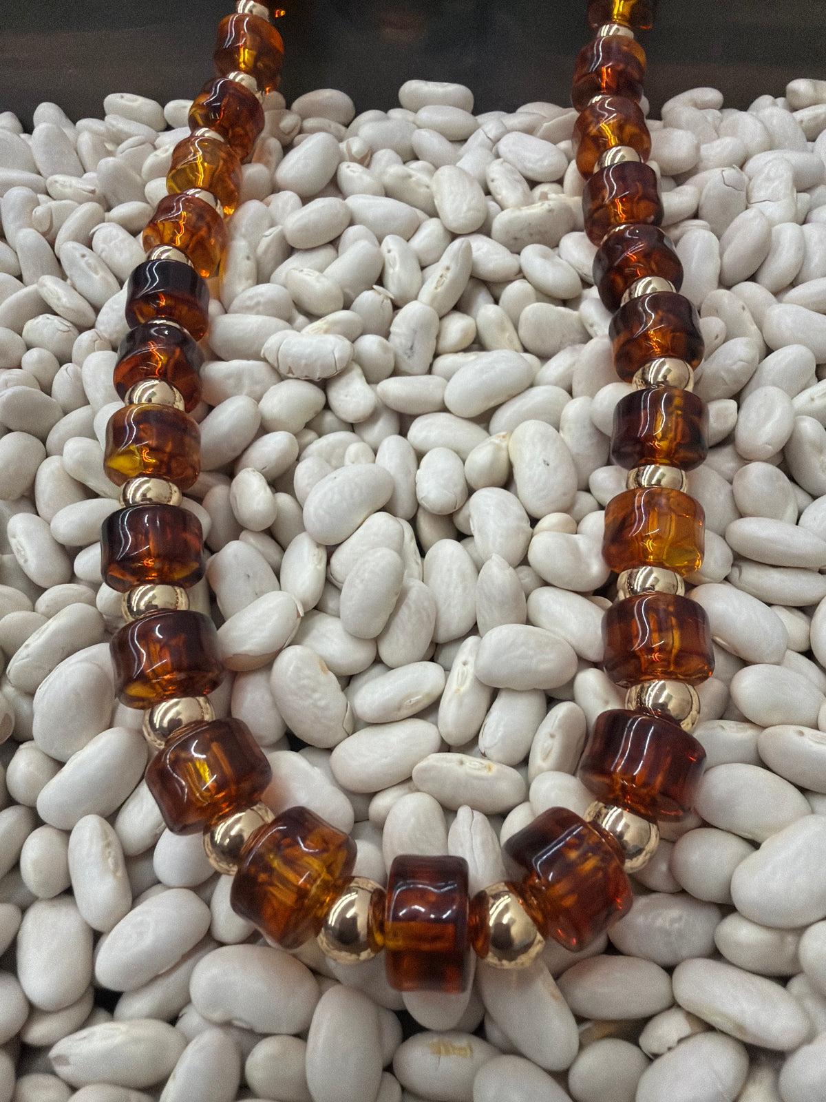 Barrel Bead And Ball Bead Collar Necklace