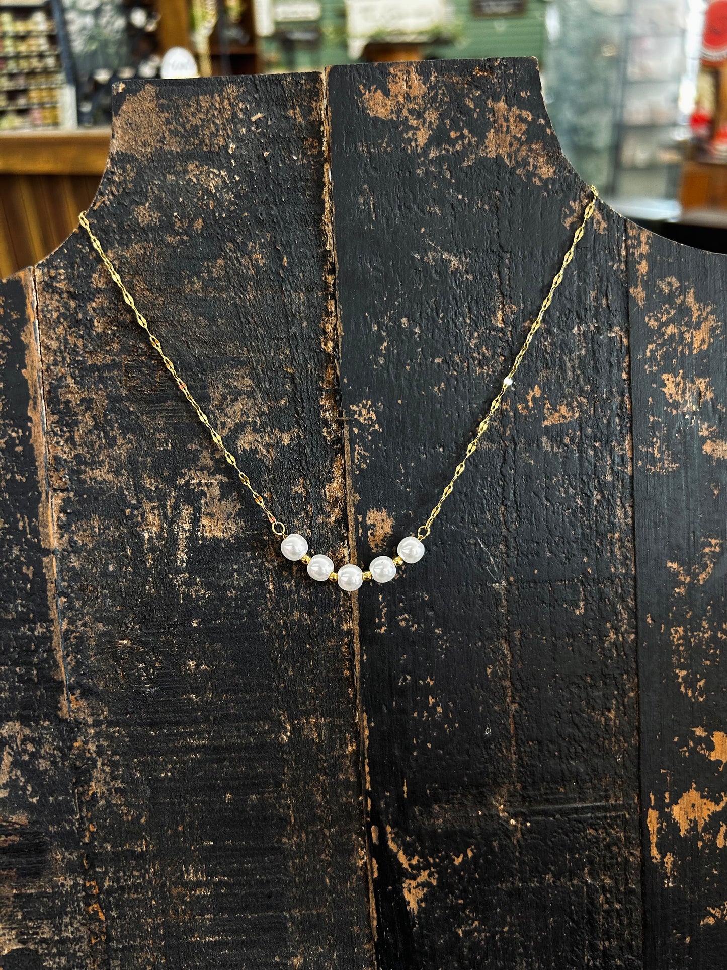 18K Gold Non-Tarnish Stainless Steel Pearl Necklace