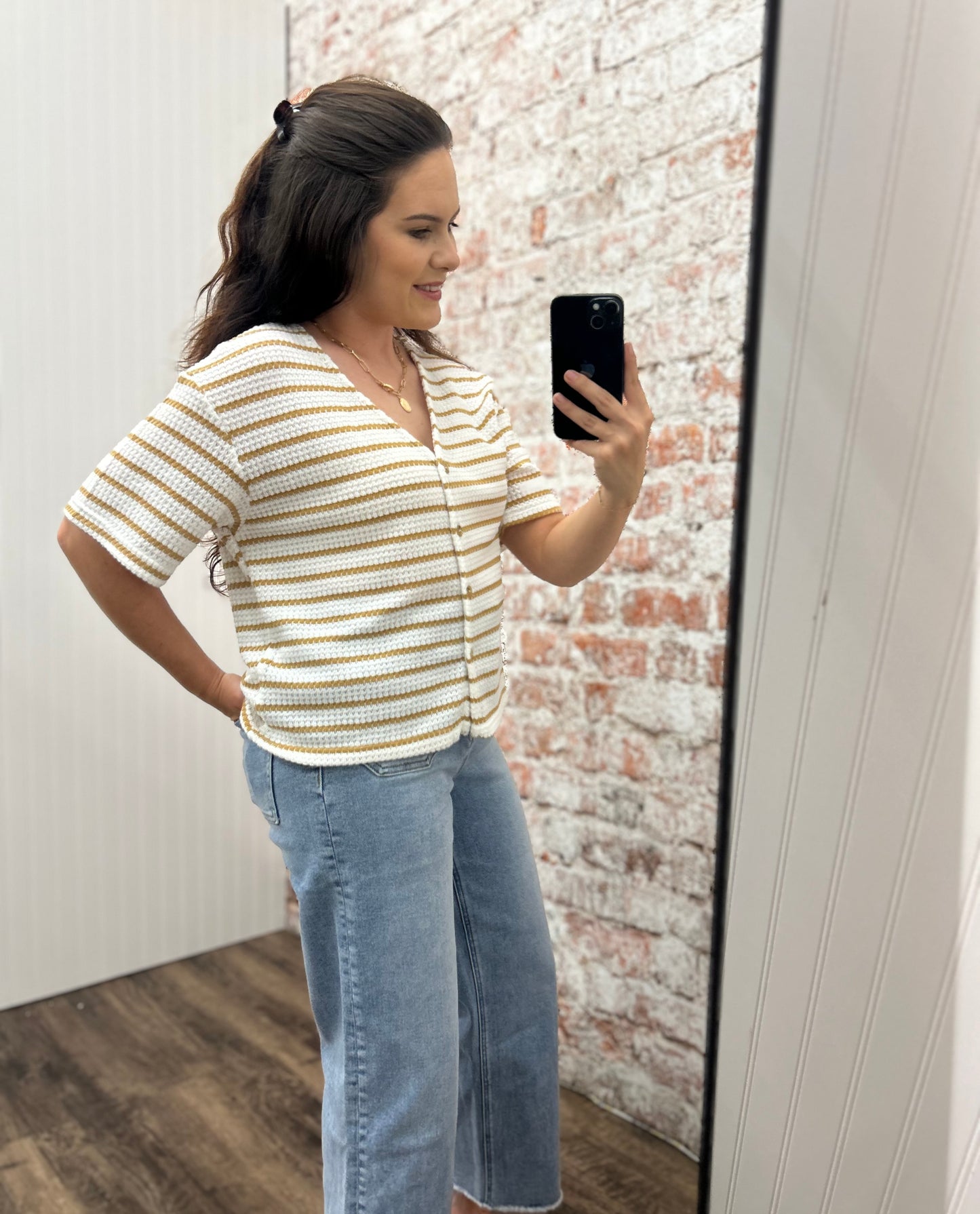 Striped Waffle Knit Top