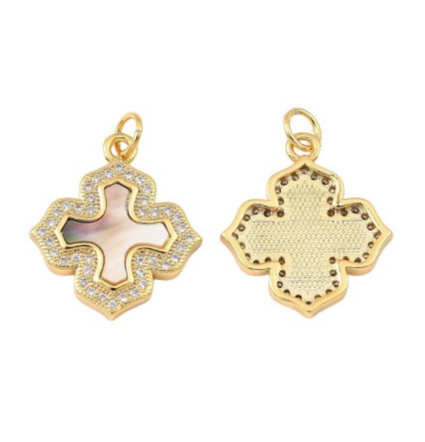 Gold Cubic Zirconia Shell Charm