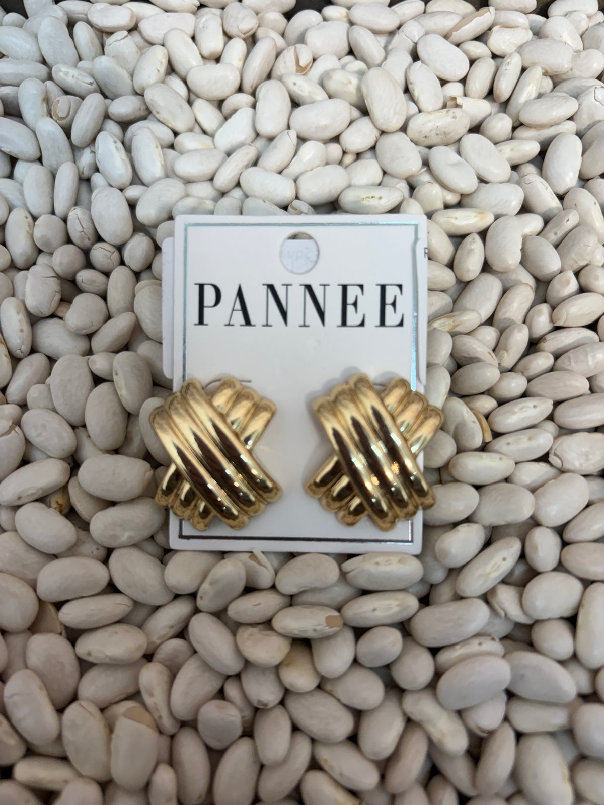 Ribbed Criss Cross Square Stud Earrings