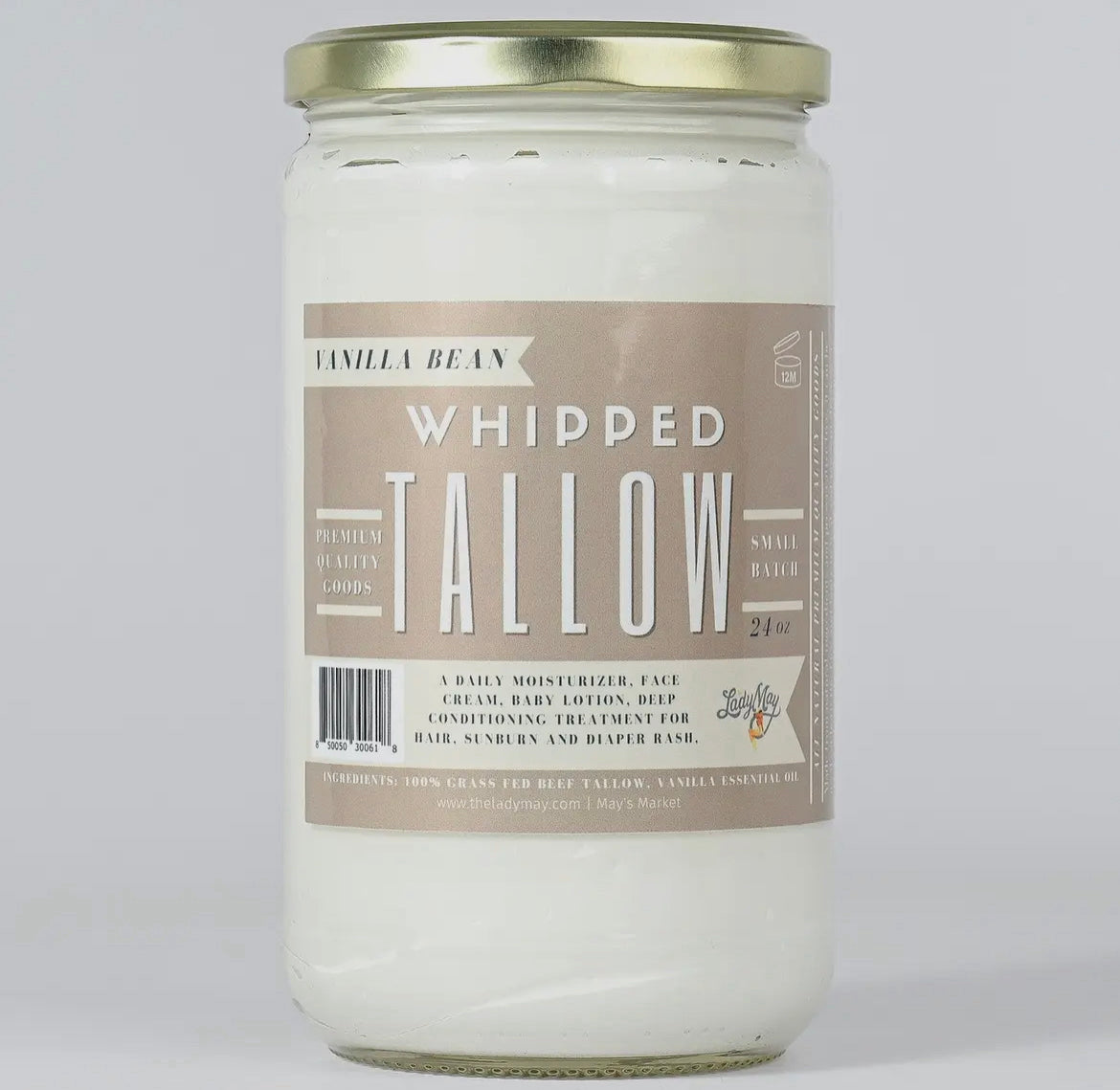 24oz. Whipped Beef Tallow - Vanilla Bean