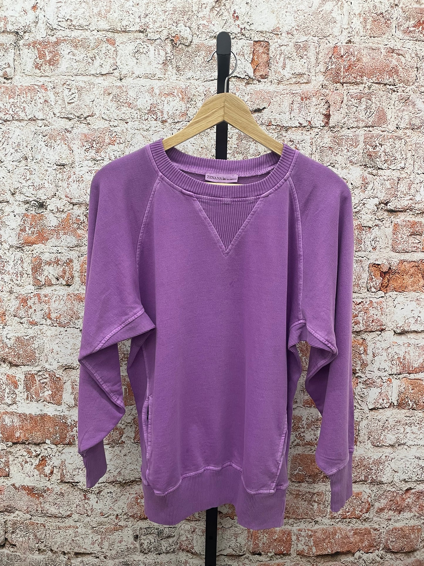 Pigment Dyed French Terry Pullover W/Pockets