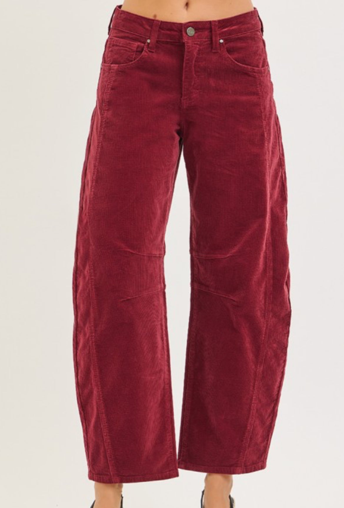 Risen - Slouchy Ankle Barrel Corduroy Pants