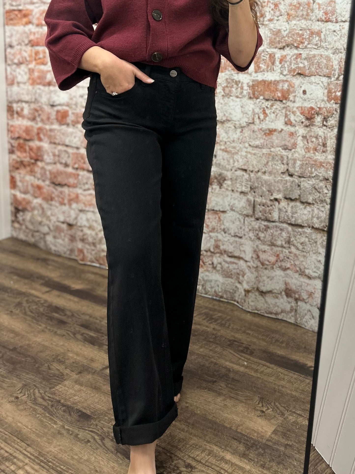 Risen - Tummy Control Mid Rise Ankle Barrel Relaxed Pants