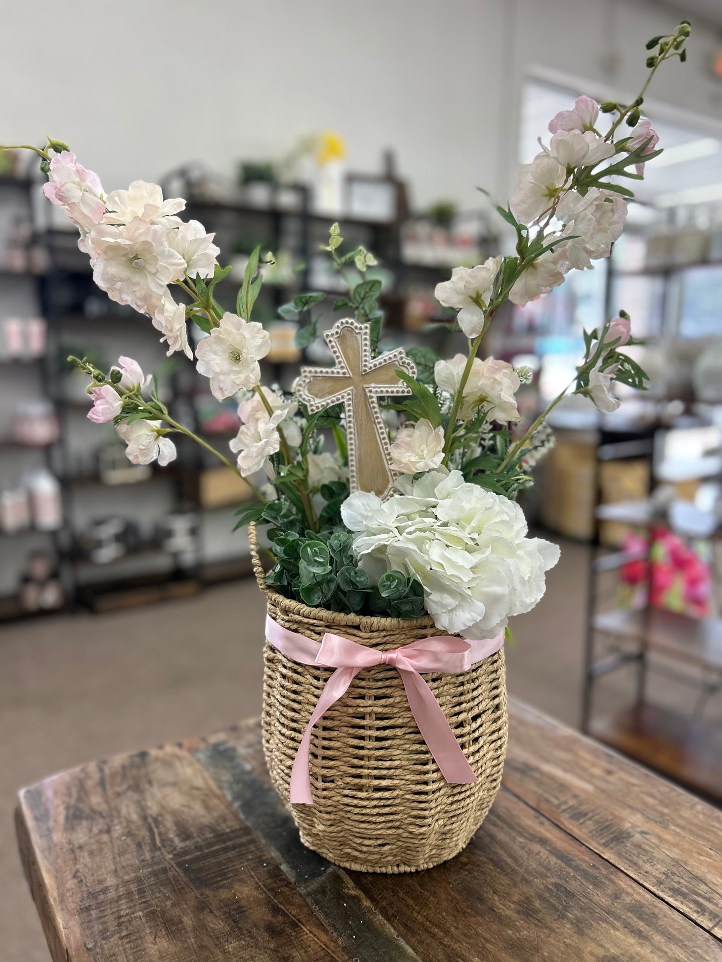Woven Basket Cross Arrangement