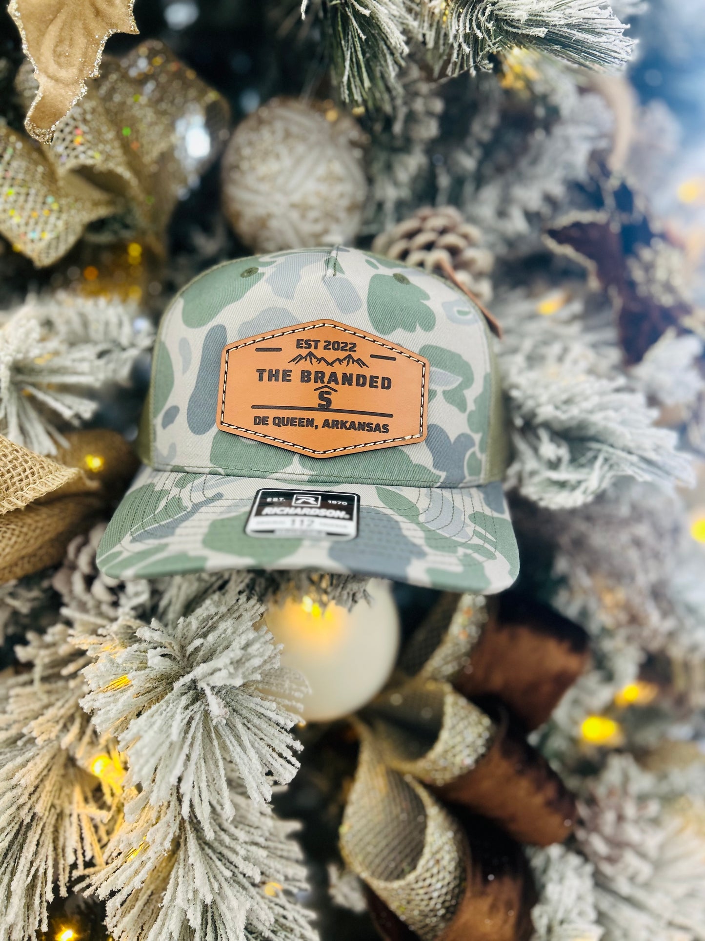 The Branded S Leather Patch Hat- Marsh Duck Camo