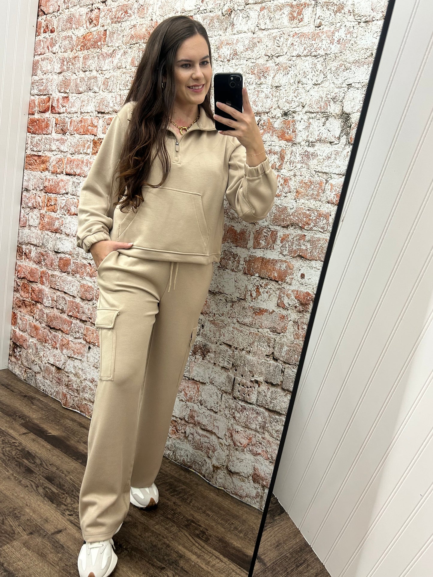 Half Zip Pullover & Cargo Sweatpants Set