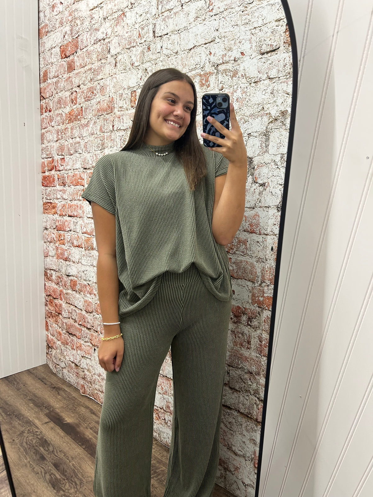 Raised Rib Short Sleeve Tee & Pants Set