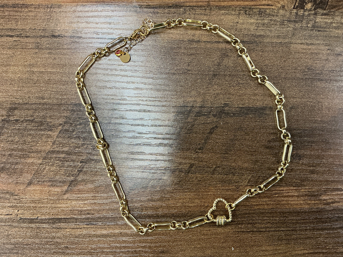 Gold Anna Necklace with Heart Bella Carabiner