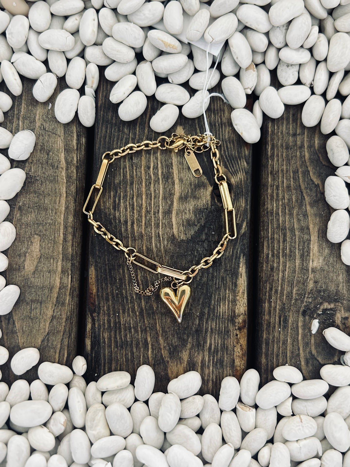18K Stainless Steel Tarnish Free Heart Bracelet