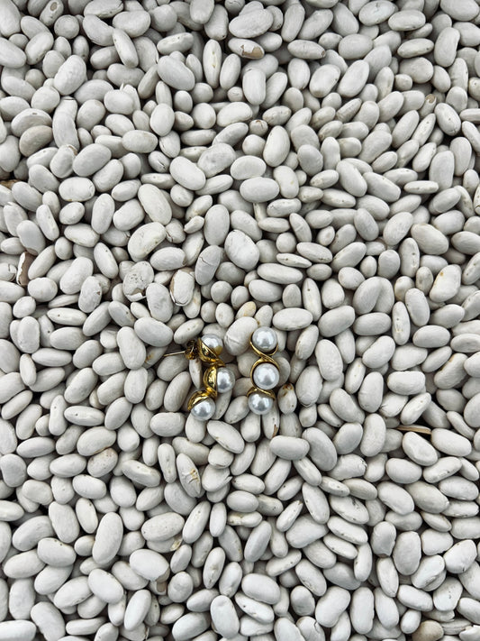 18K Non-Tarnish Stainless Steel Pearl Hoops