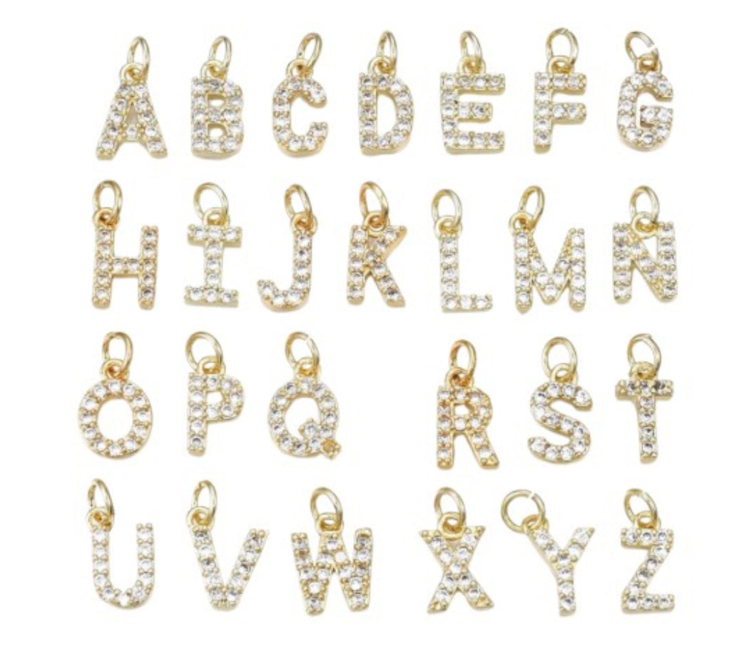 Gold Cubic Zirconia Initial Charm