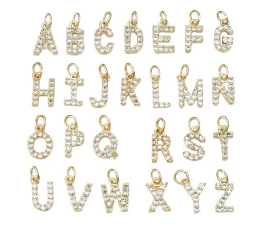 Gold Cubic Zirconia Initial Charm
