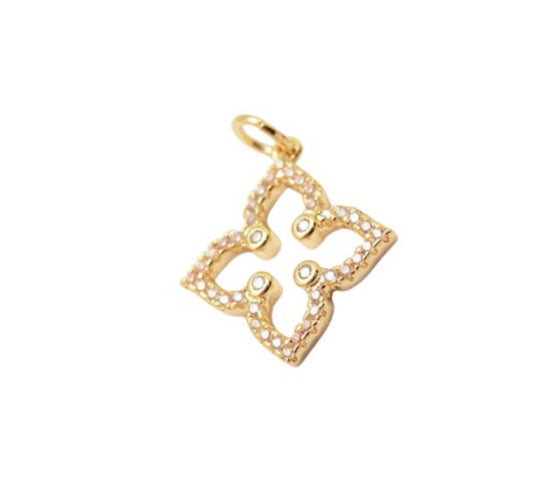 Gold Pave 4-Point Flower Charm