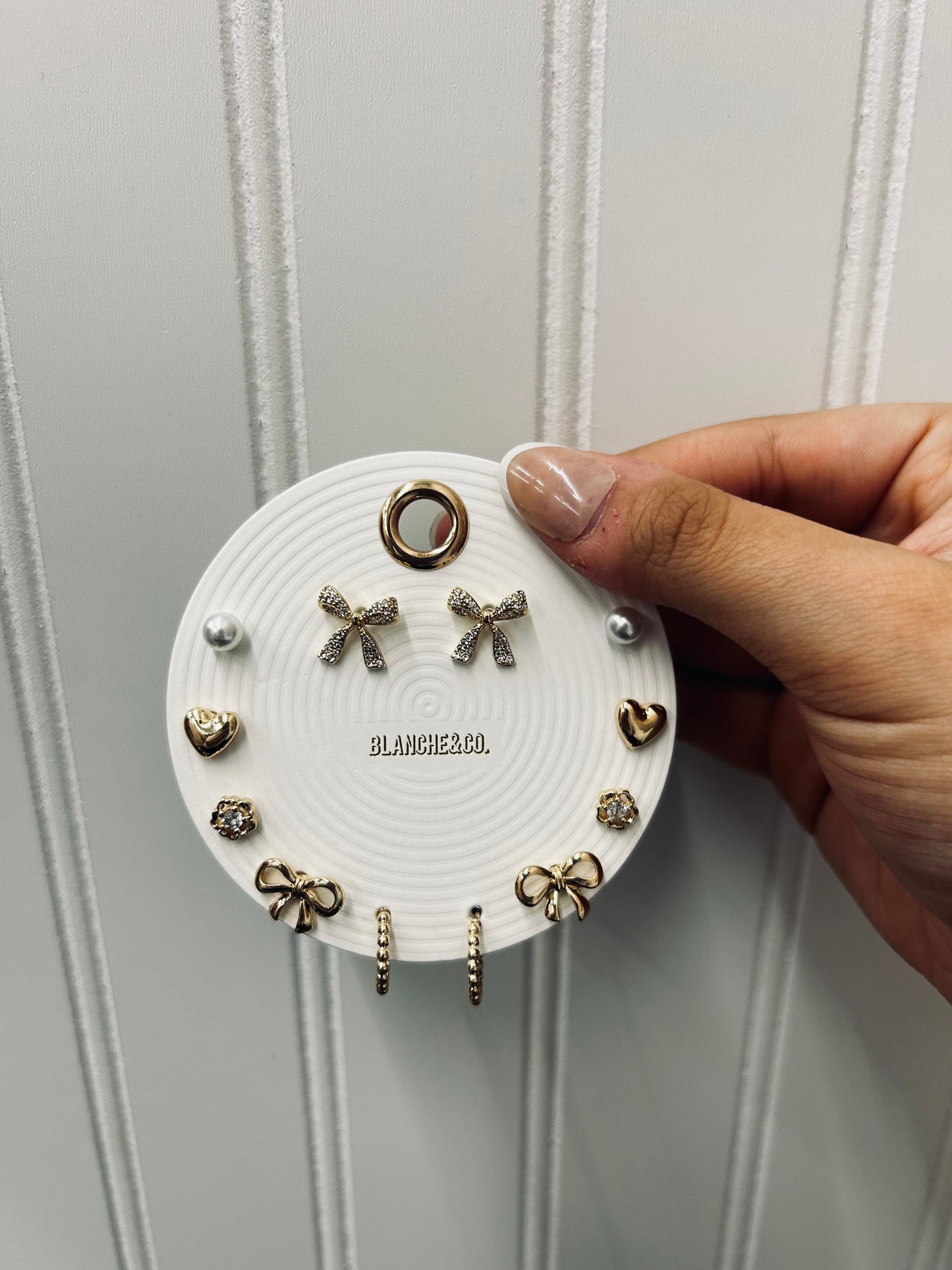 Six Pair Bow & Heart Earring Set