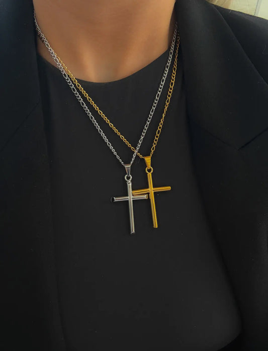 Large Cross Necklace - Gold