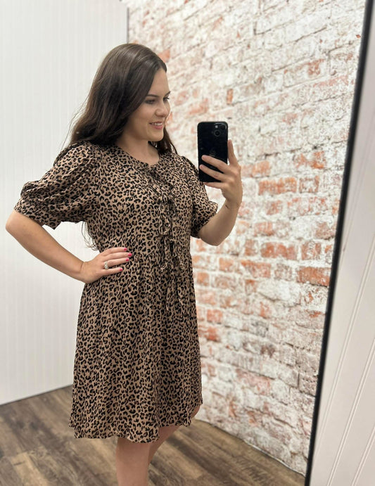 Leopard Print Tie Dress