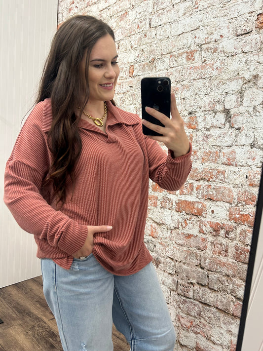 Harvest Haze Ribbed Knit Top