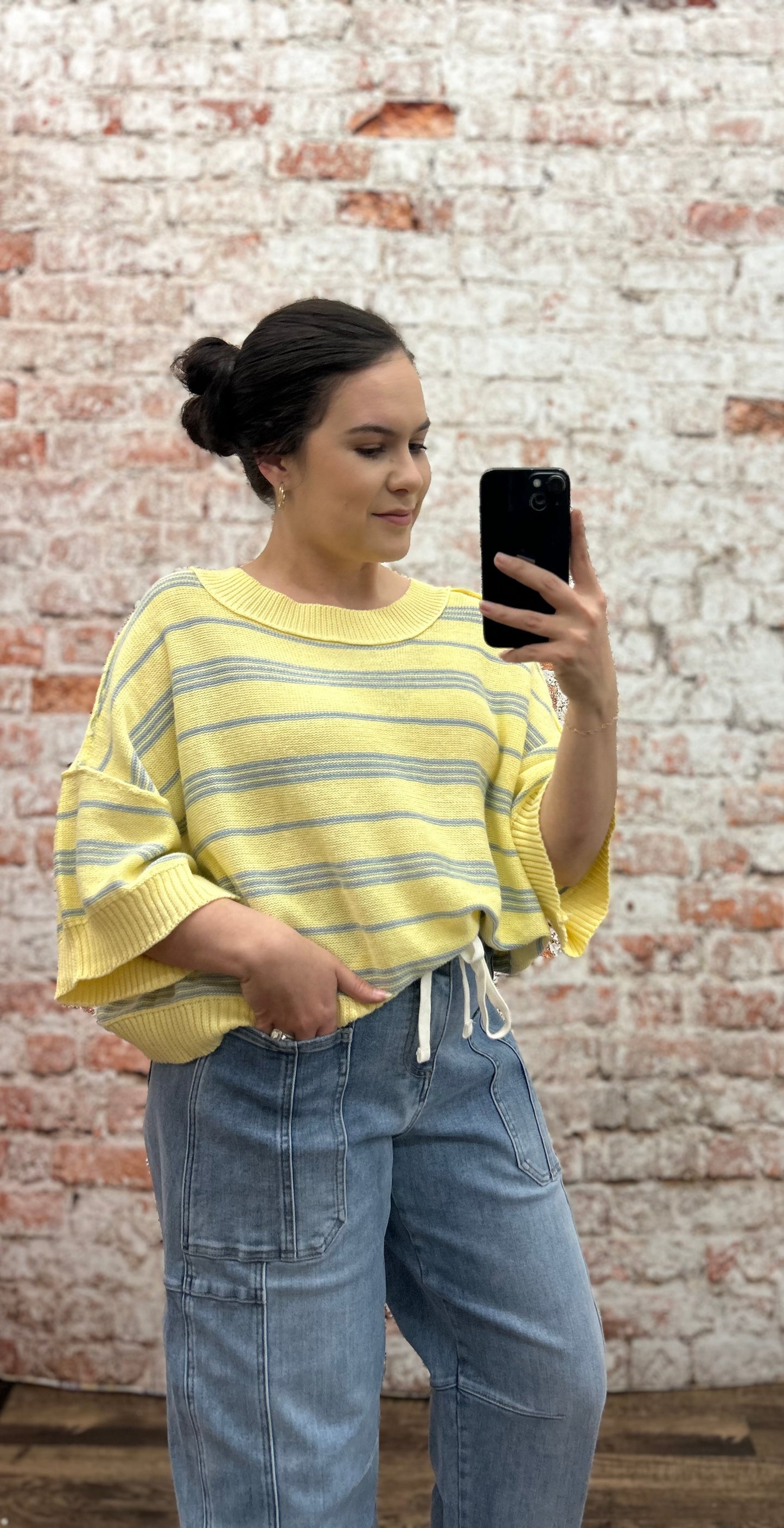 Boxy Fit Stripe Sweater w/ Drop Shoulders