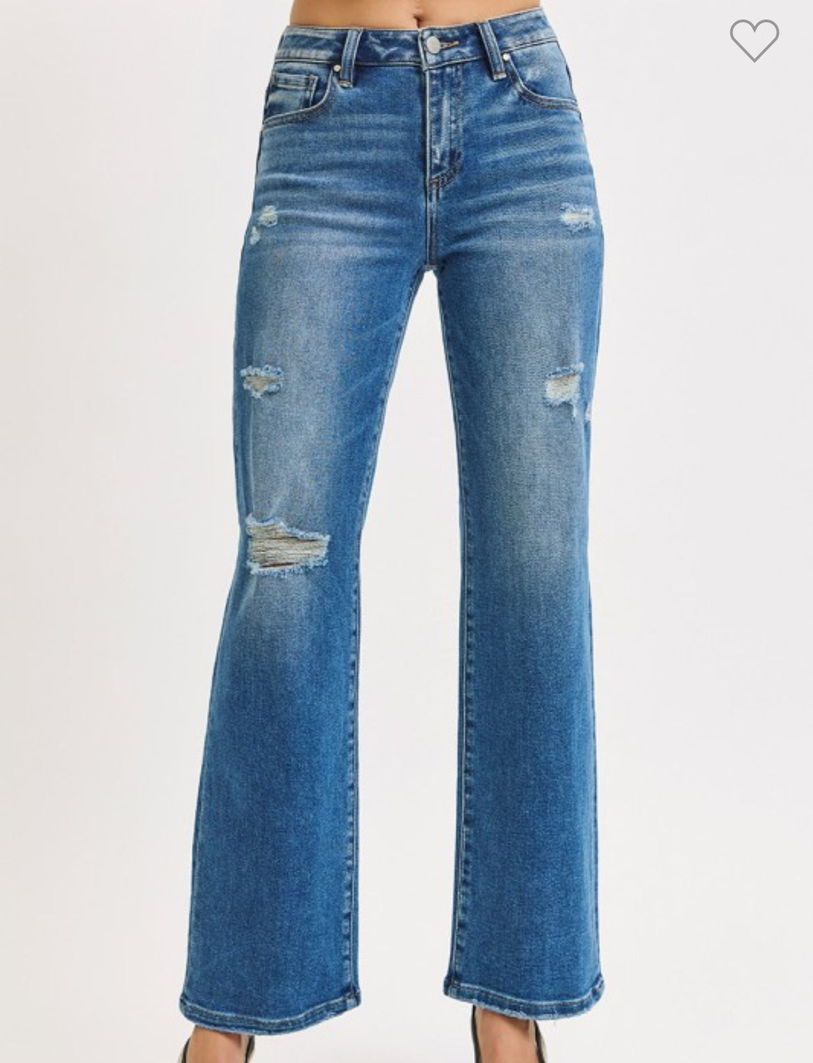 Risen - High Rise Ankle Straight Distressed Jeans