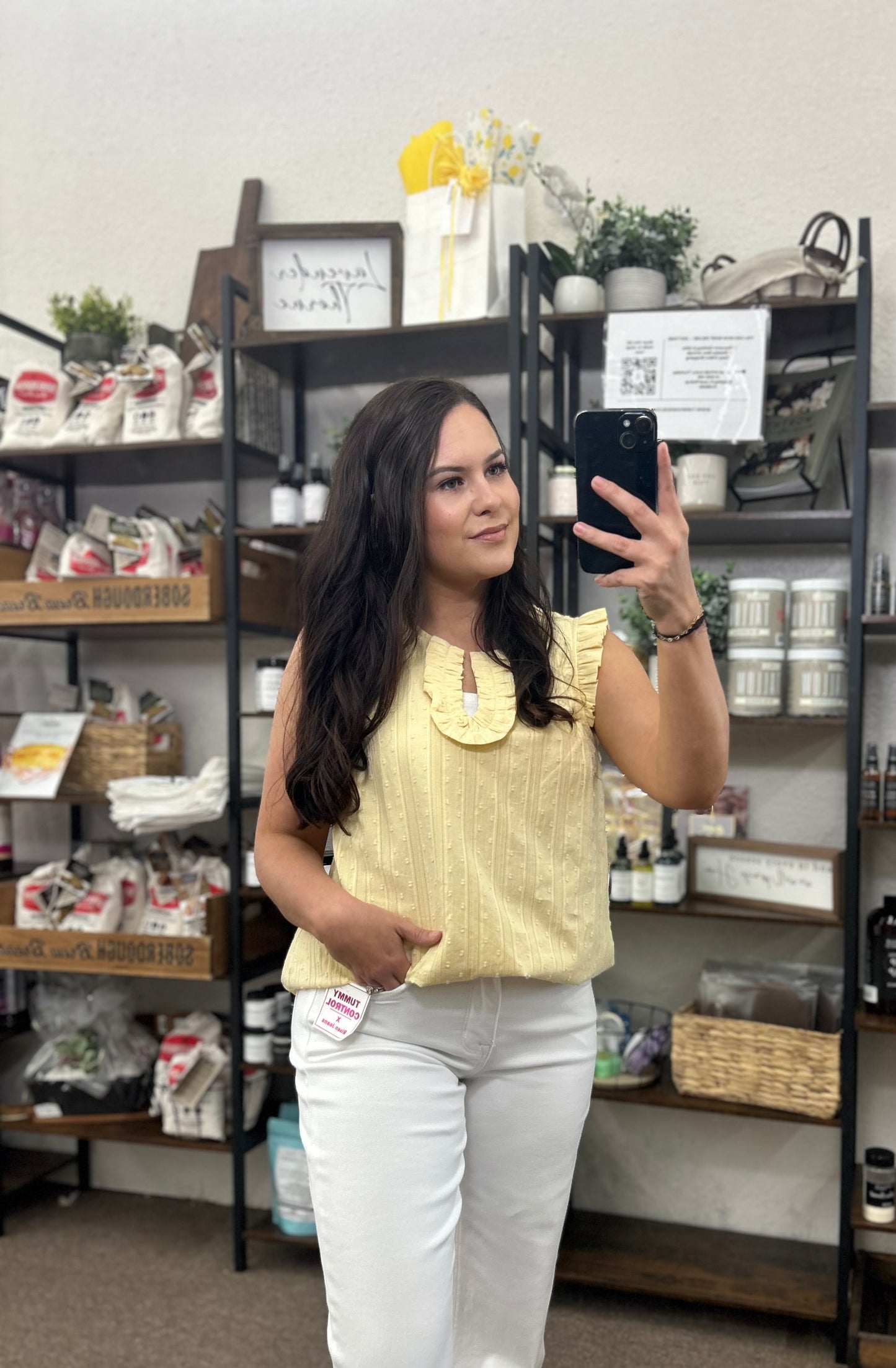 Textured Cotton Ruffle Tank Top