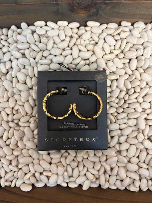 14k Gold Dipped Twisted Triple Hoop Earrings