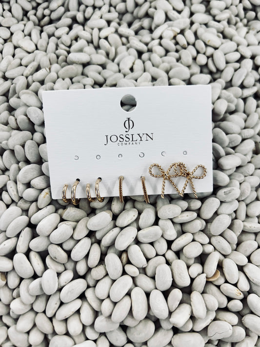 Trio Huggie Bow Hoop Titanium Post Earrings