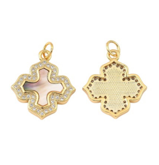 Gold Cubic Zirconia Shell Charm