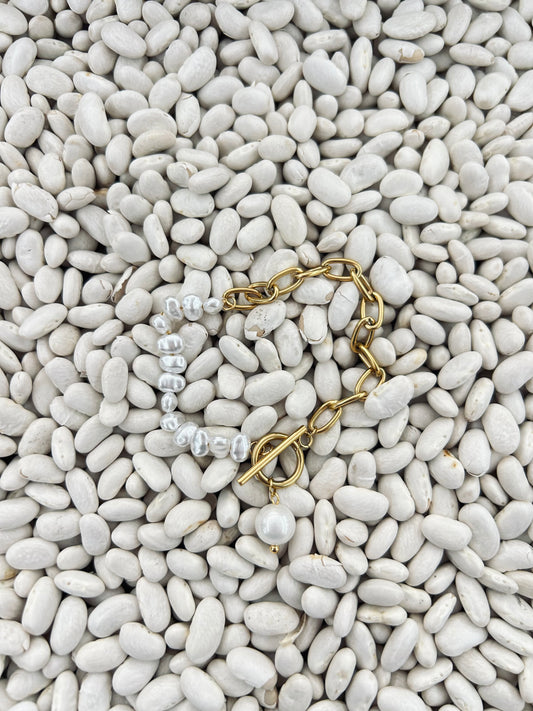 18K Non-Tarnish Stainless Steel Pearl Bracelet