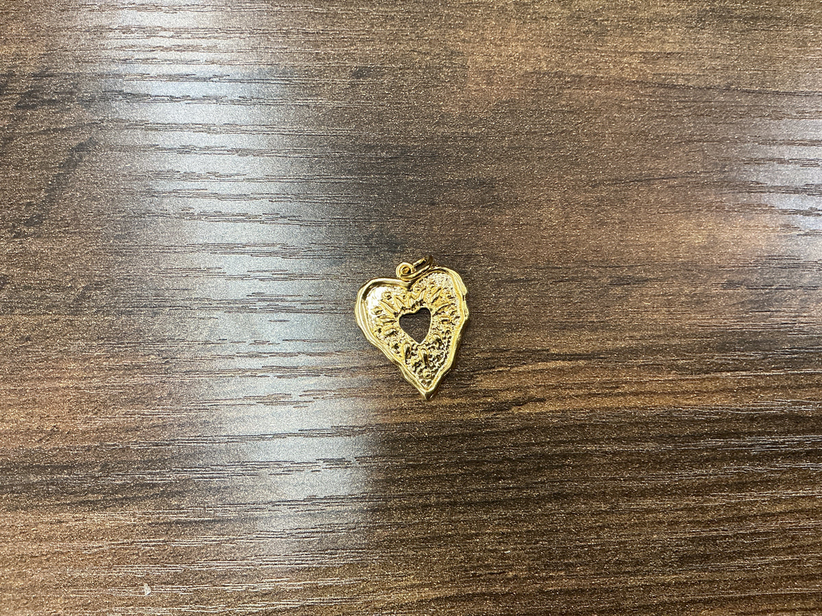 Gold Embossed Heart Charm