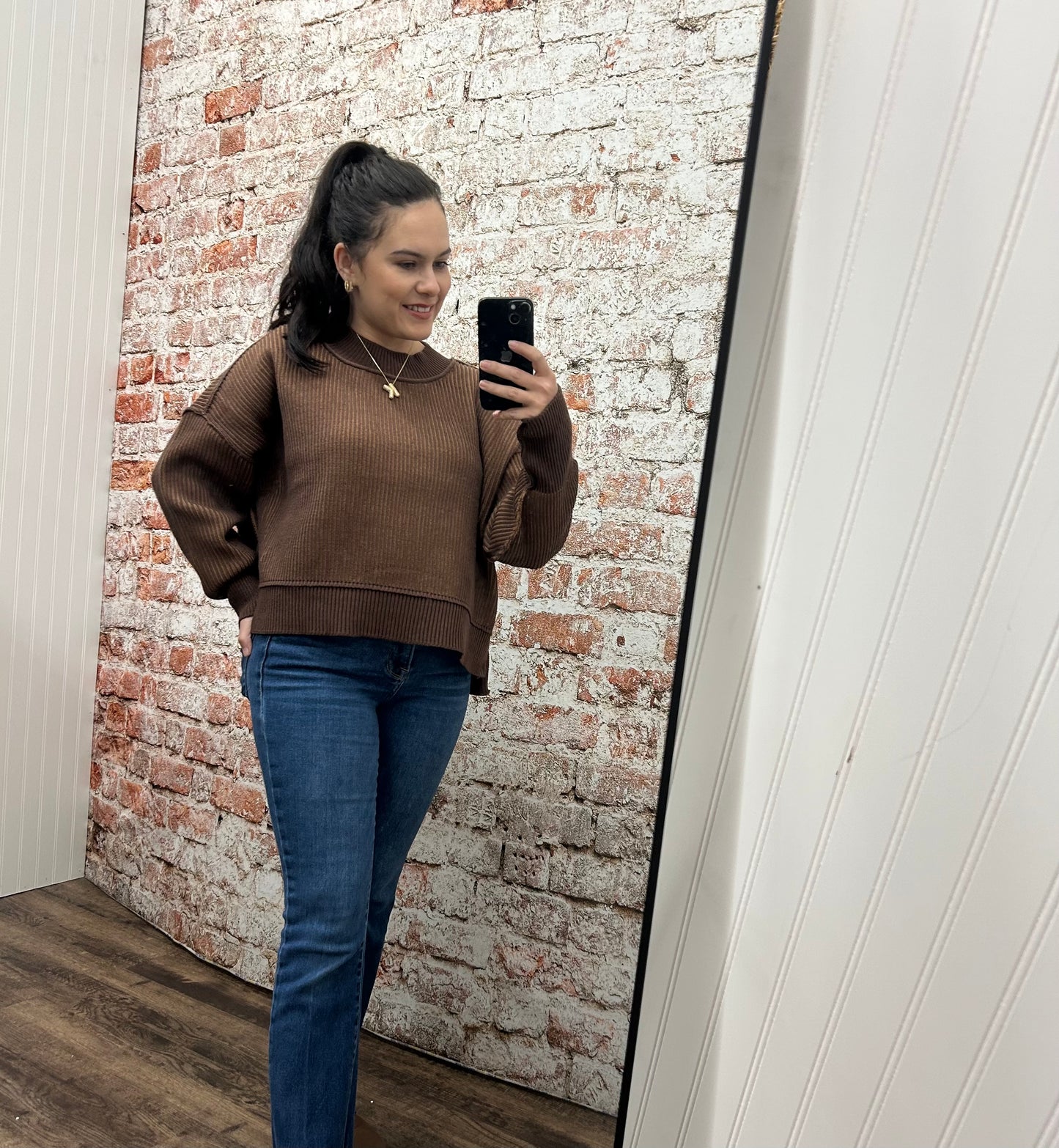 Exposed Seam Two Tone Sweater