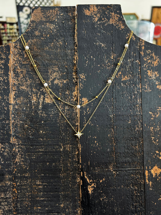 18K Non-Tarnish Stainless Steel Star Chain Necklace