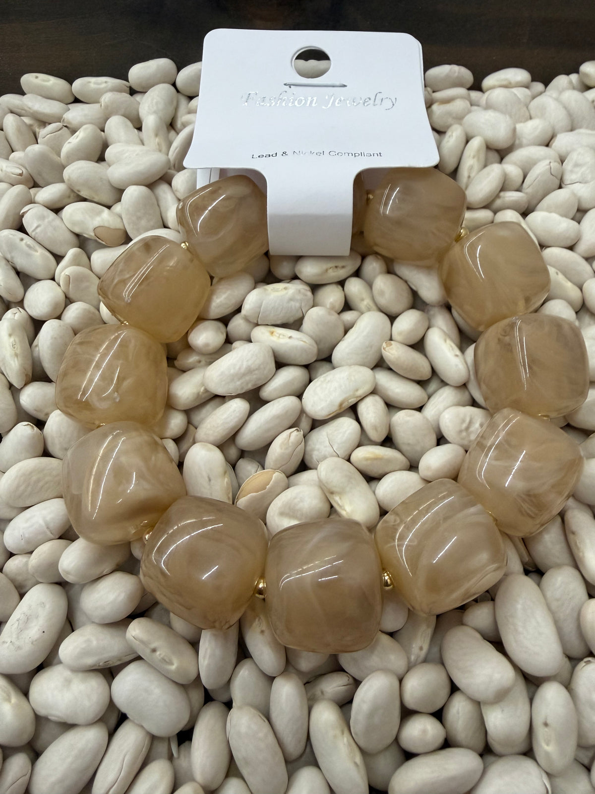 Marbled Cube Bead Stretch Bracelet