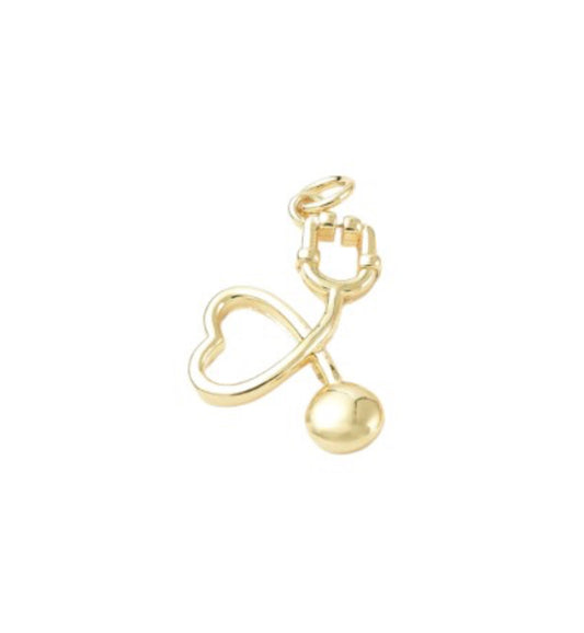 Gold Heart Stethoscope Charm