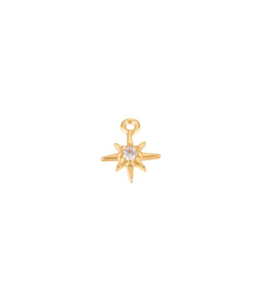 Gold Morning Star Cubic Zirconia Charm