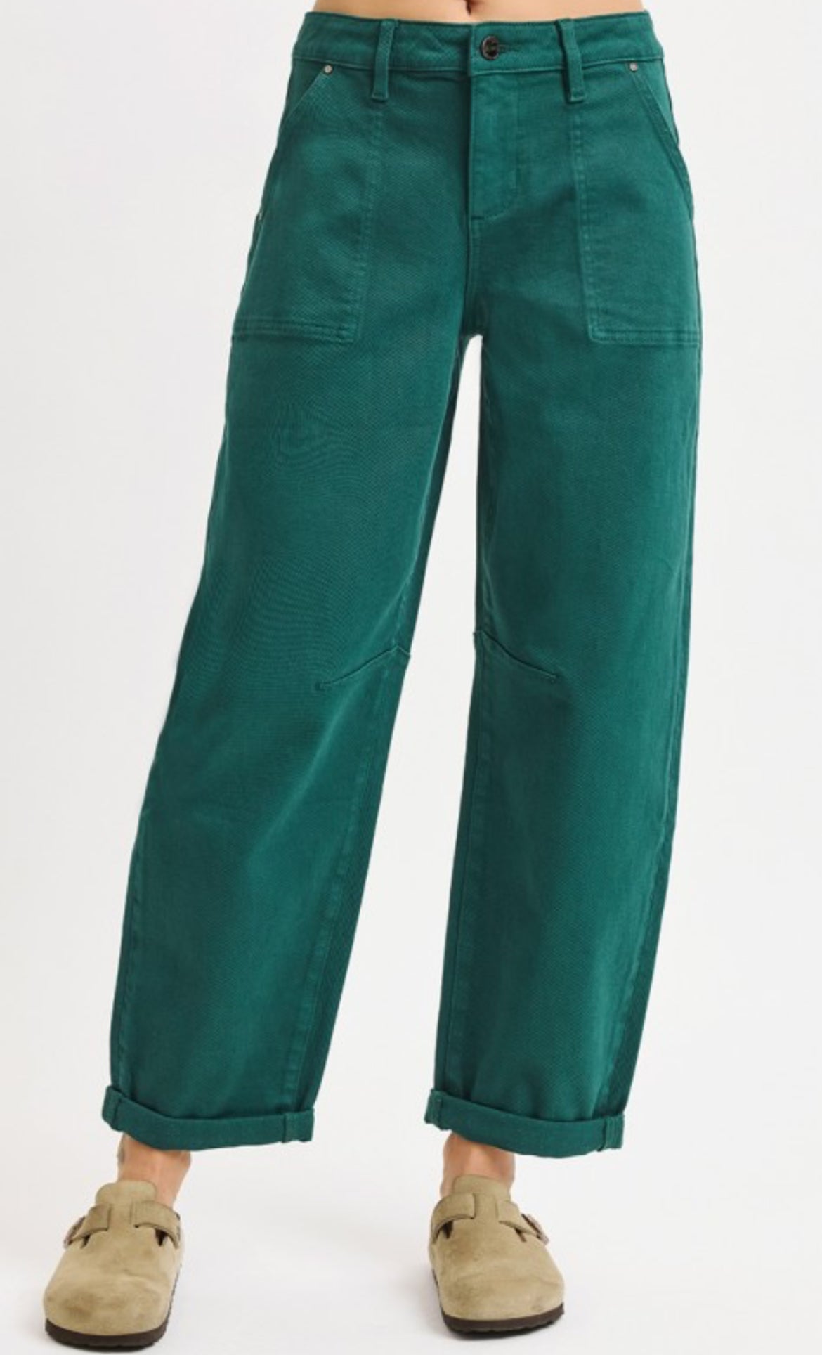 Risen - High Rise Ankle Cuffed Barrel Pants