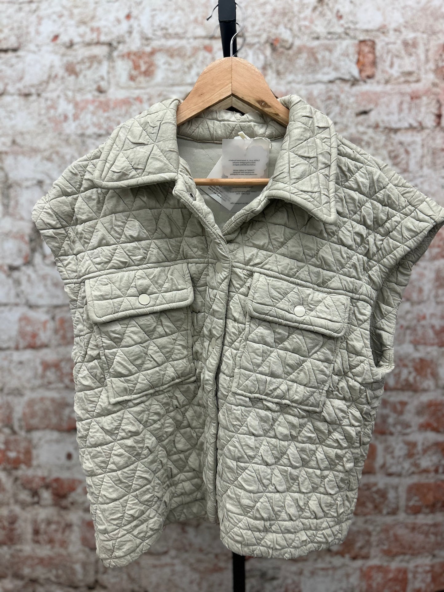 Quilted Stitch Knit Bomber Vest