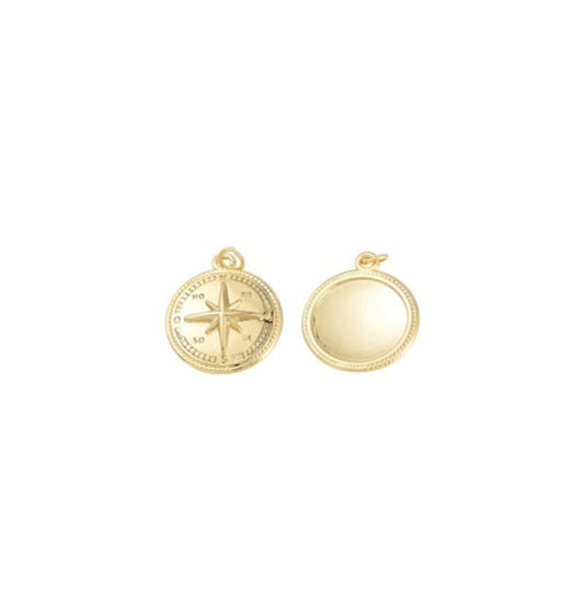 Gold Find Your Way Compass Charm