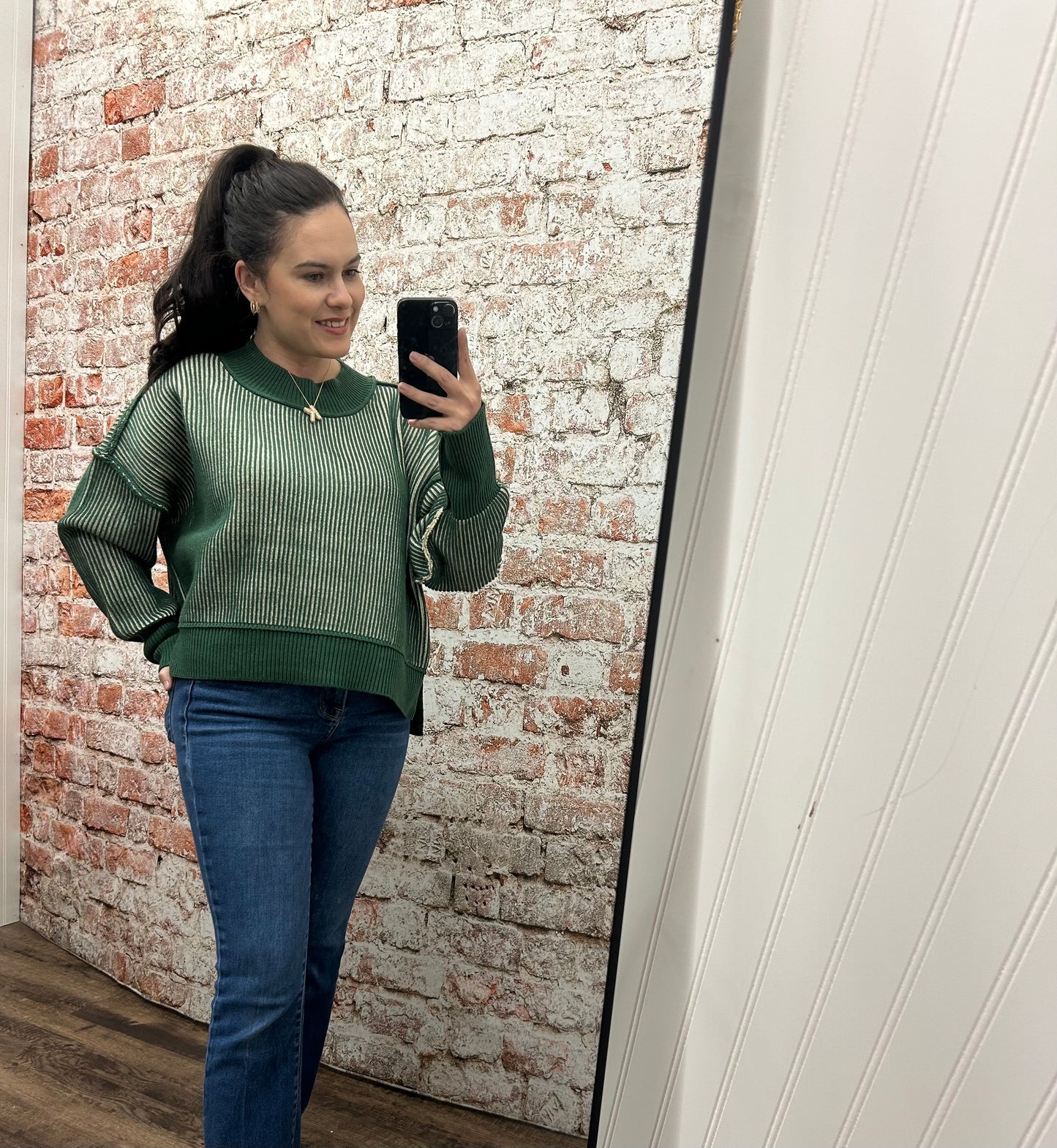 Exposed Seam Two Tone Sweater