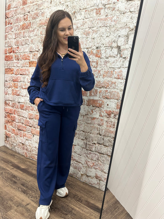 Half Zip Pullover & Cargo Sweatpants Set