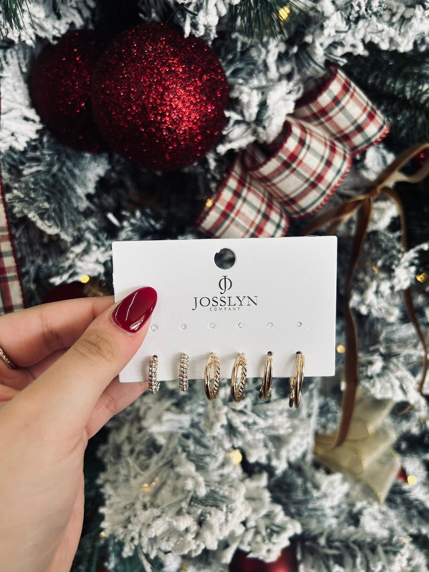 Trio Huggie Hoop Rhinestone Titanium Post Earrings