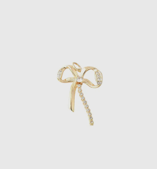 Gold Nova Bow with Cubic Zirconia Charm