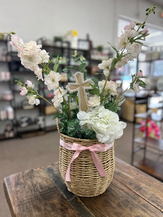 Woven Basket Cross Arrangement
