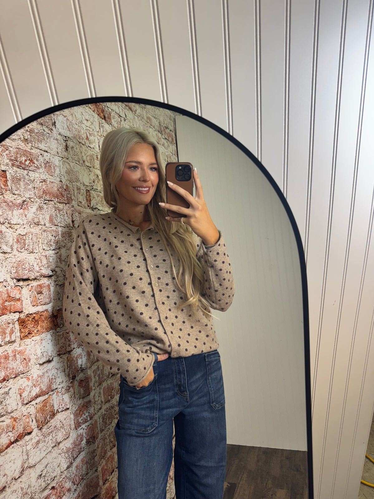 Polka Dot Raw Edge Cardigan