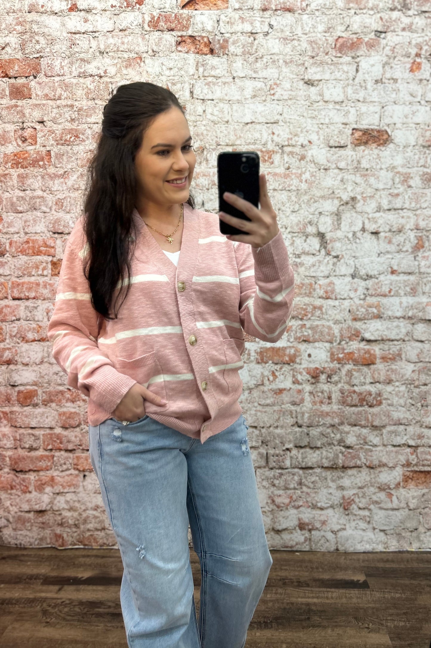 Lightweight Stripe Oversized V-neck Cardigan