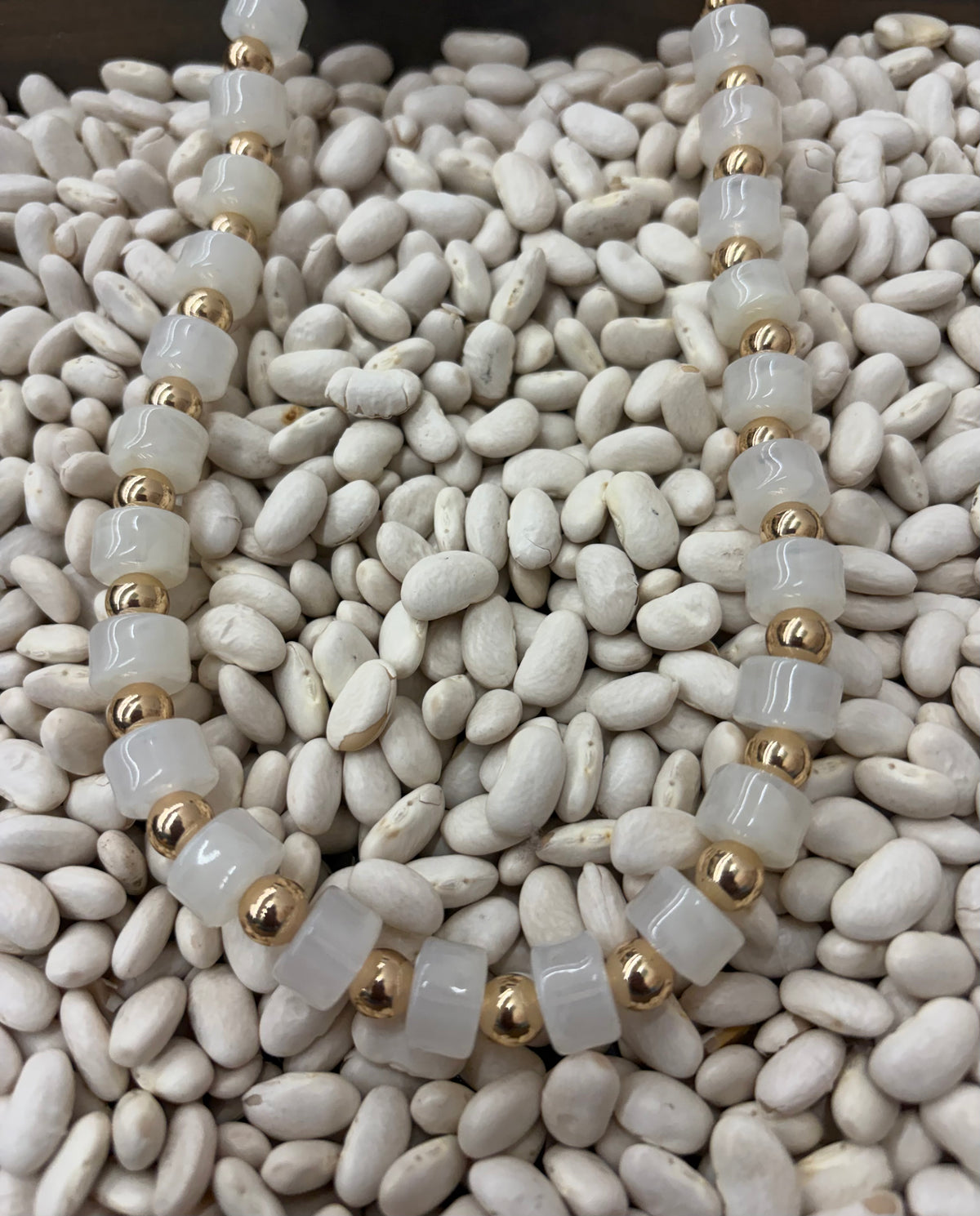 Barrel Bead And Ball Bead Collar Necklace